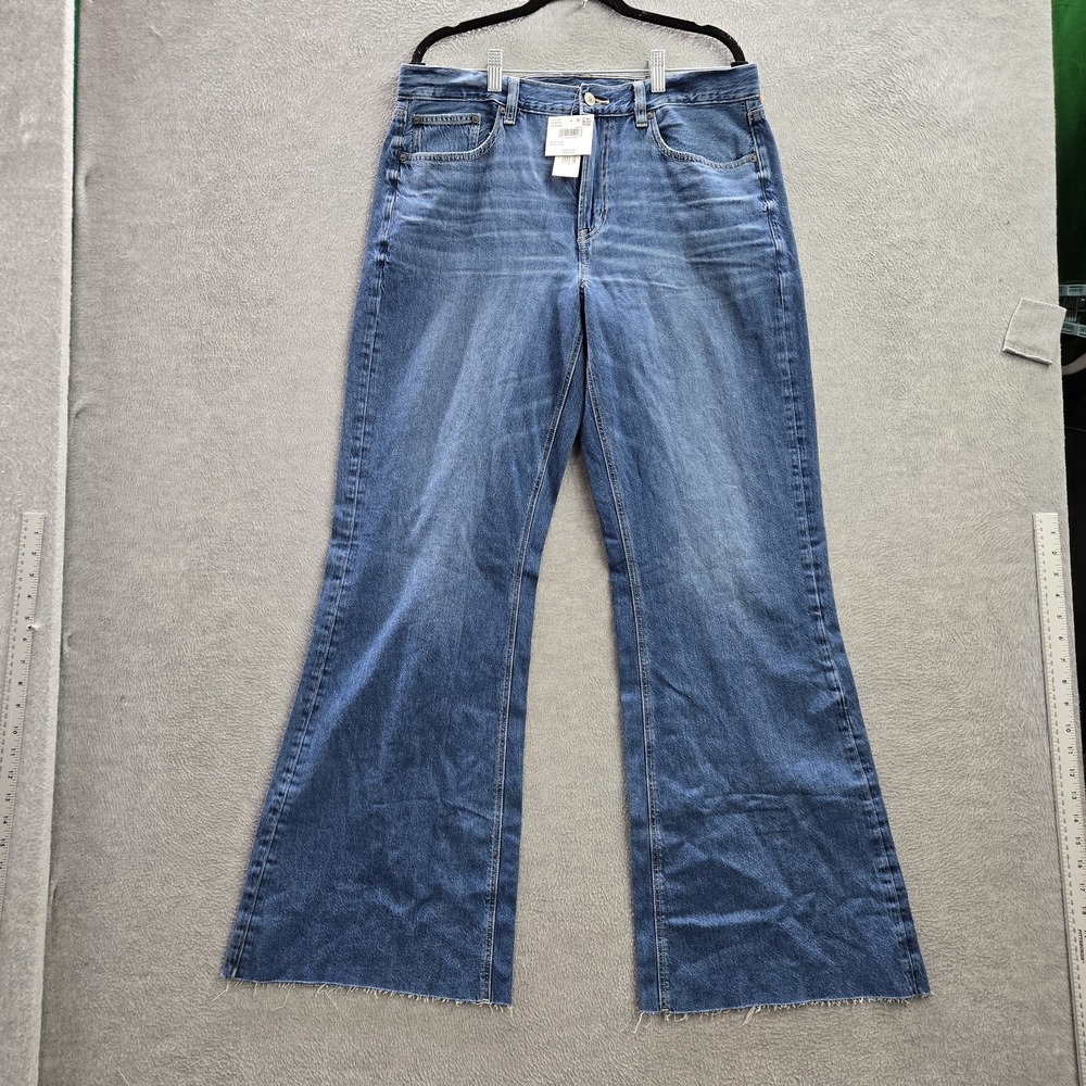 American Eagle Women Jeans 12 LONG Blue Denim Baggy Flare 32" Inseam NWT